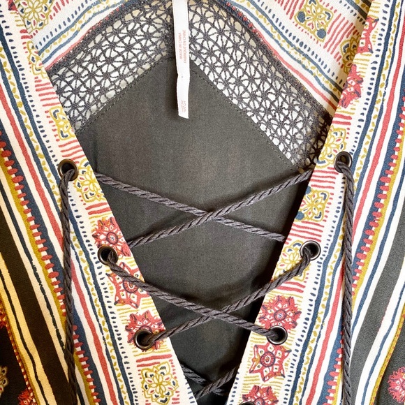 Free People Floral Stripe Boho Peasant Dress XS - Picture 6 of 7